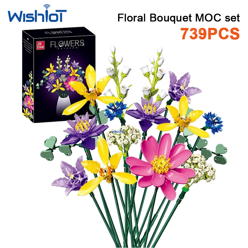 Orchid Kids Education - JJ9236 739pcs Flower Bouquet Bricks Orchid