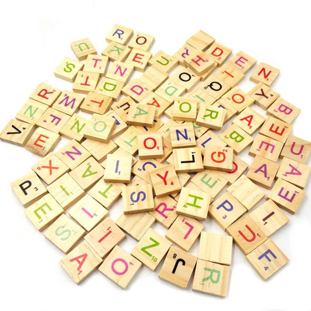 Kids Education Words - 100Pcs Wooden Language Toys Letter Alphabet