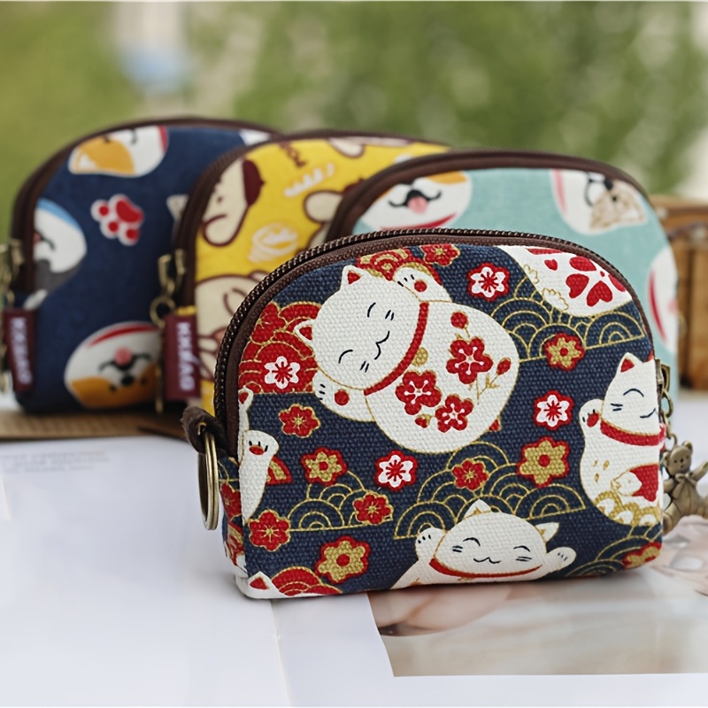 Kids Education Money - Women's Canvas Cartoon Prints Keychain Wallet