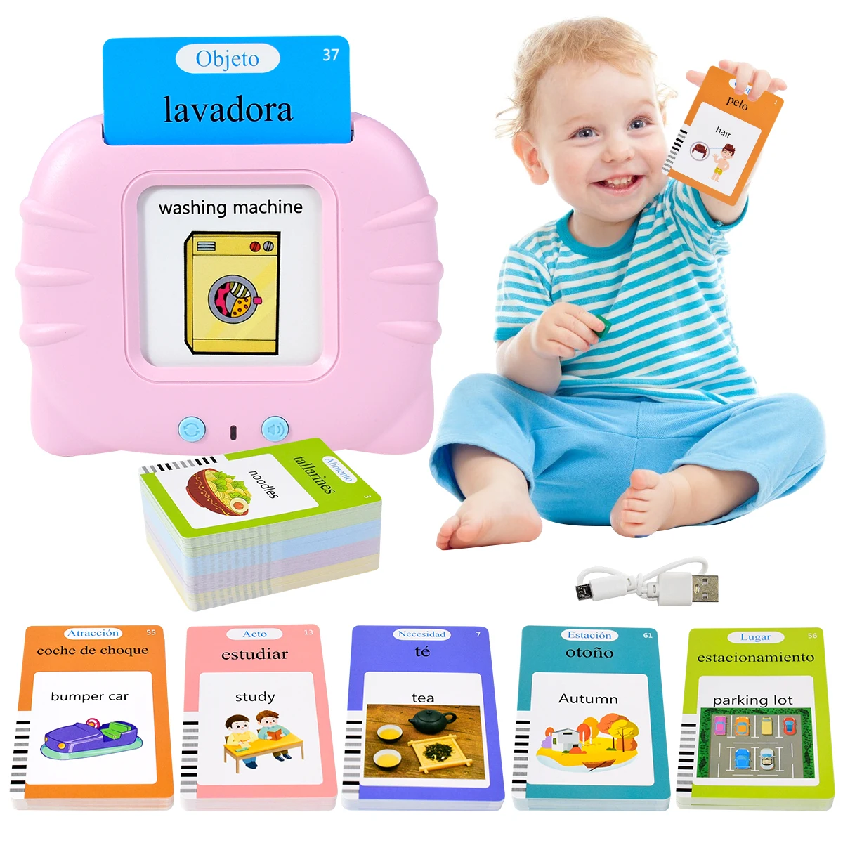 Kids Education Words - Electronic Spanish Cognitive Cards,Kids Talking Flash