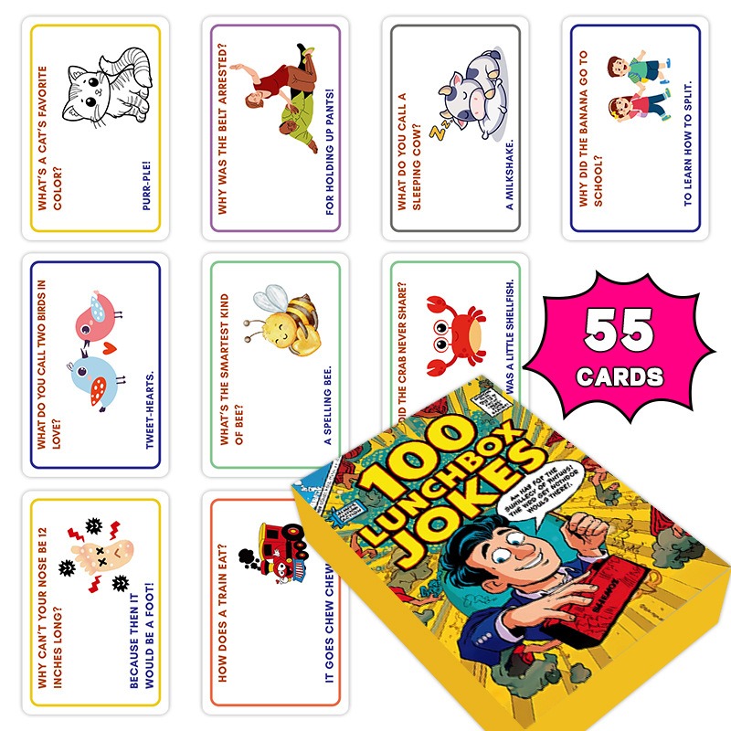 Kids Education Questions - 100 Lunchbox Jokes Cards Funny Question