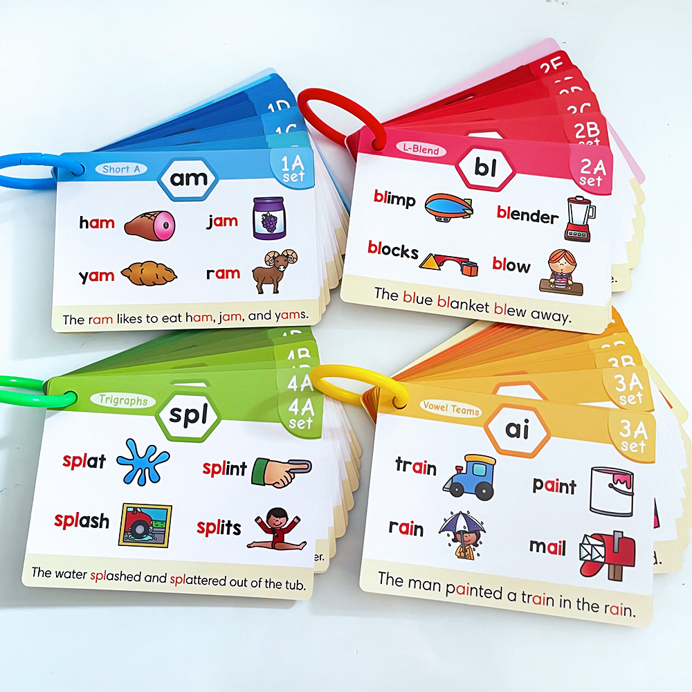 Kids Education Words - Kids Phonics Learning Cads Educational Toys