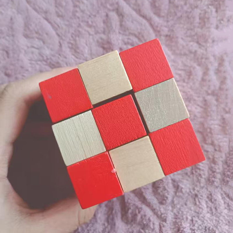 Wooden Snake Cube Puzzle IQ Lo - Brain Teaser Cube ulasan dan harga