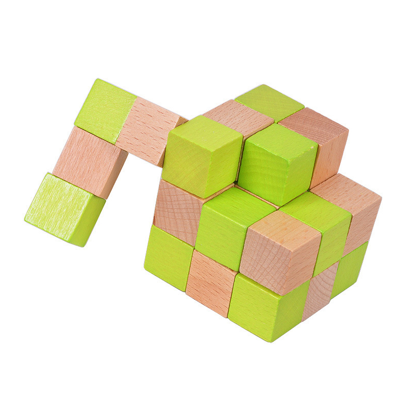 Wooden Snake Cube Puzzle IQ Lo - Brain Teaser Cube ulasan dan harga
