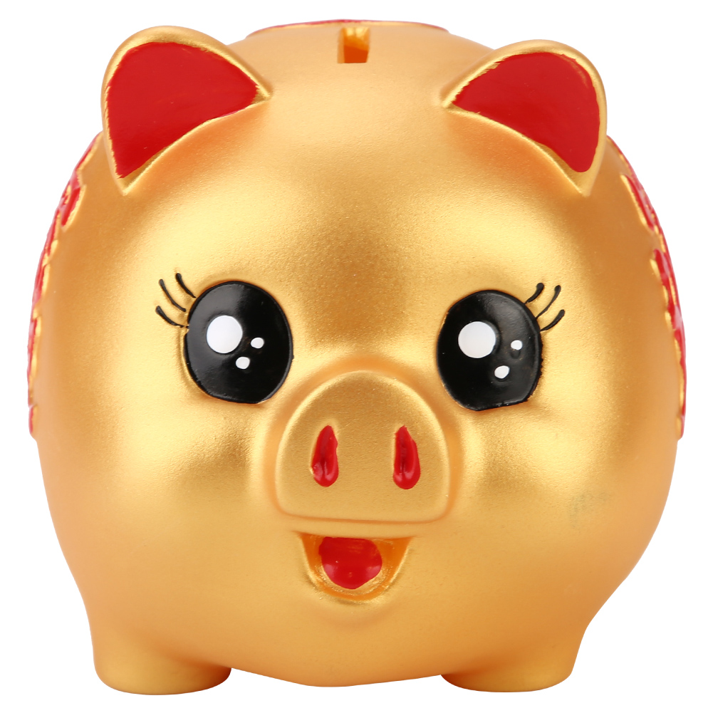 Golden Cute Plastic Pig Bank S - Kids Education Money ulasan dan harga