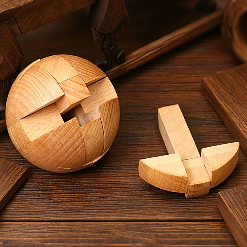 Classic Wooden Puzzle Ball Mag - Brain Teaser Cube ulasan dan harga