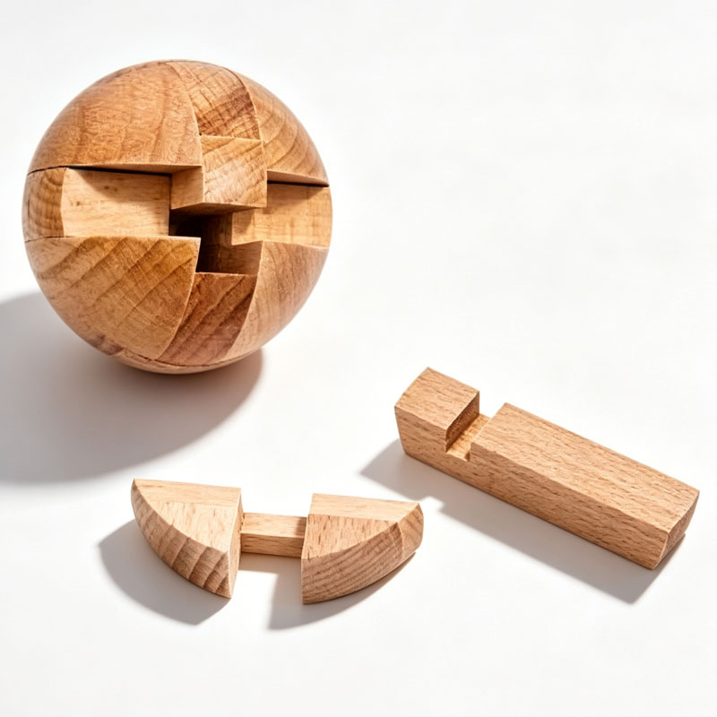 Classic Wooden Puzzle Ball Mag - Brain Teaser Cube ulasan dan harga
