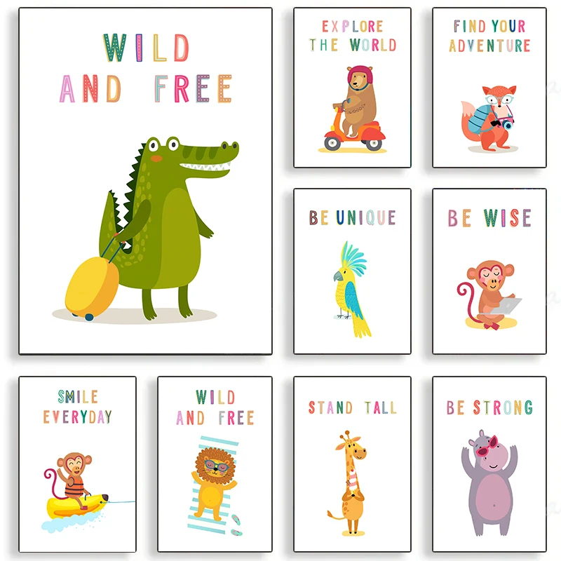 Canvas  Print Wall  Animals En - English Kids Education ulasan dan harga